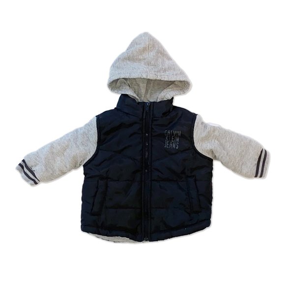 Calvin Klein Jeans Black Hooded Baby Winter Puffer Jacket Size 18 Mos. Outerwear - Picture 2 of 4